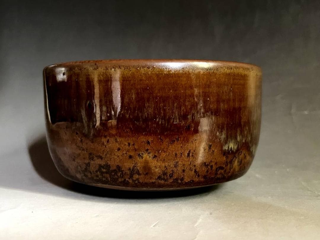 茶碗■飴釉 高取 亀井味楽 高取 朱泥 古い抹茶碗 お茶道具 時代物 骨董品■