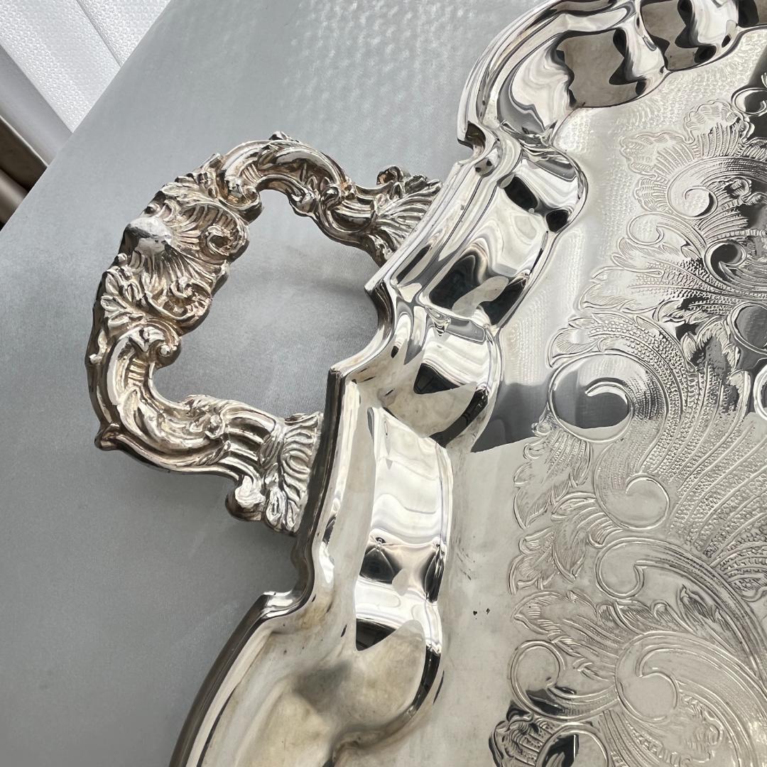 【KENT】ギャラリートレー【シルバープレート】59cm 特大 ハンドル