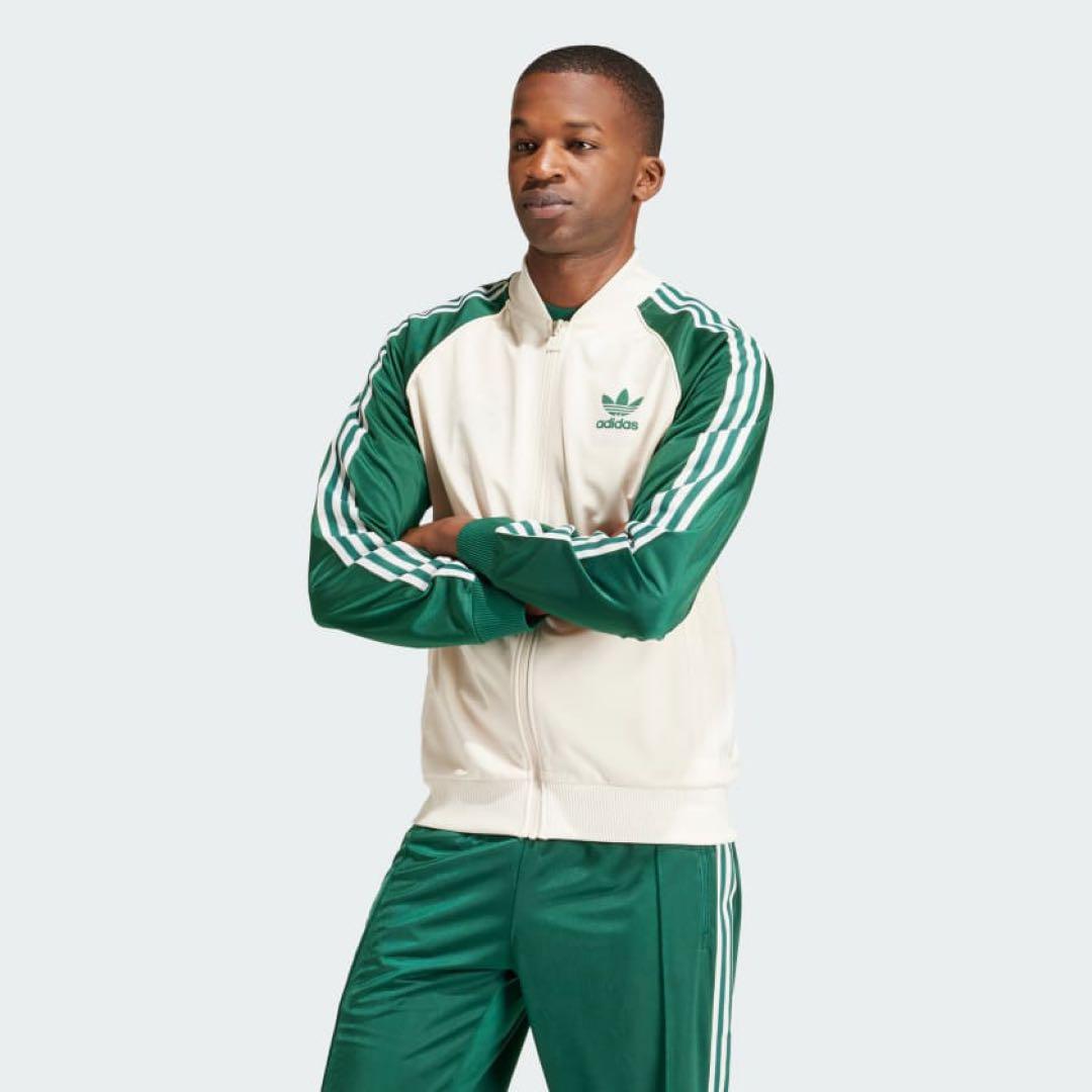 adidas SST トラックトップス ワンダーホワイト×カレッジグリーン(S)