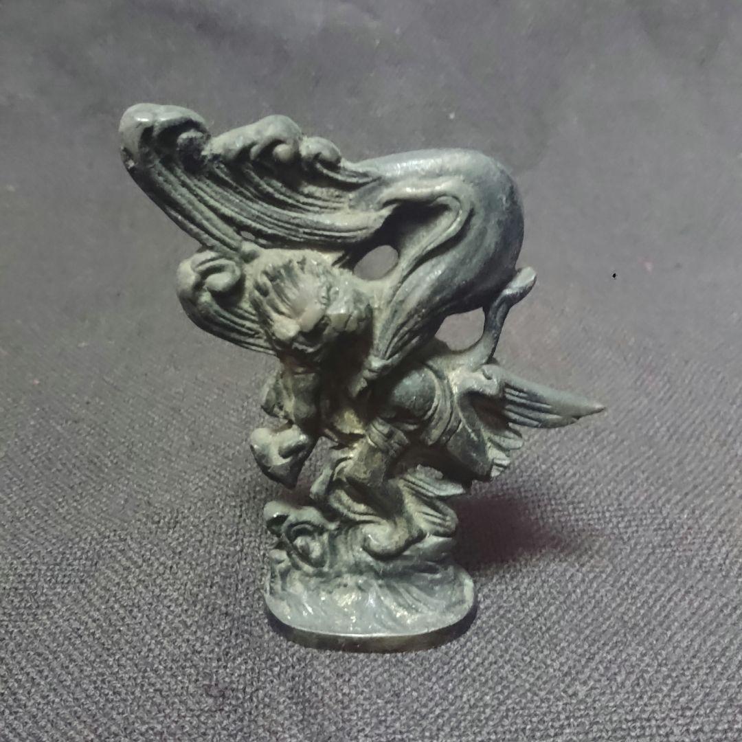 か　珍品　風神　銅製　銅像　ブロンズ　置物　アンティーク　骨董　ア12