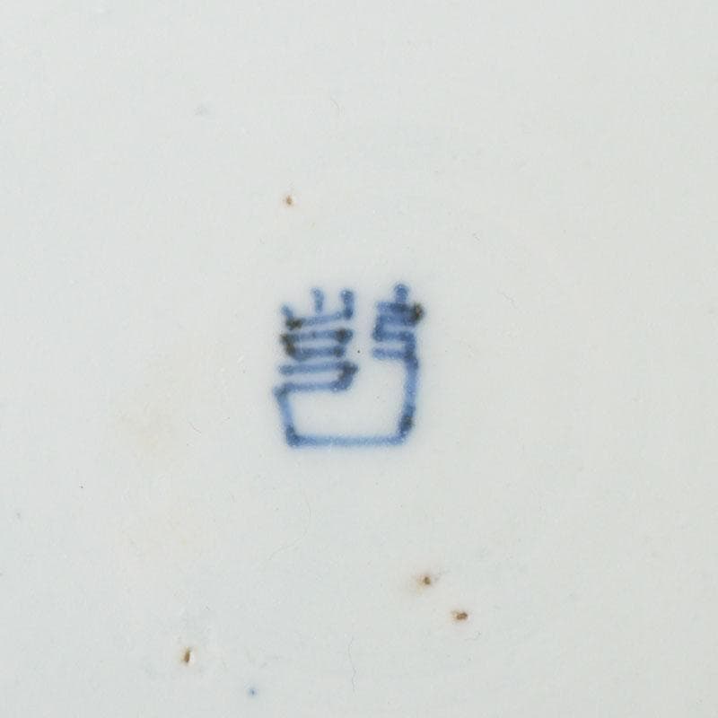 中国　青花　花草鳥文盤　皿　一對　在銘　C　9290