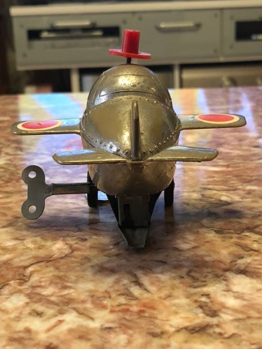 鑑定団　米澤ビンテージ　ゼンマイ式飛行機　ブリキ/セルロイド　ヨネザワ製　日本製