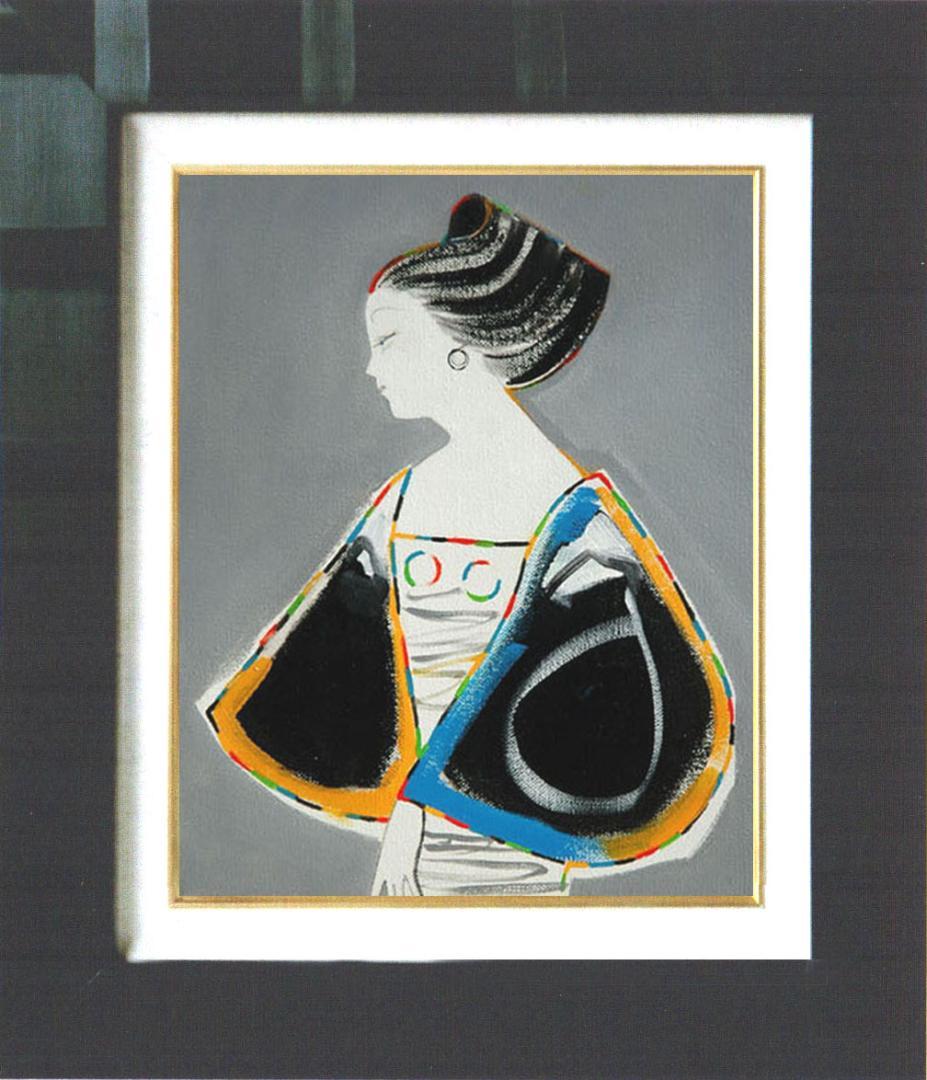 油絵 菅家令子 絵 絵画 インテリア 額付(白) F3-010411 人物 女性