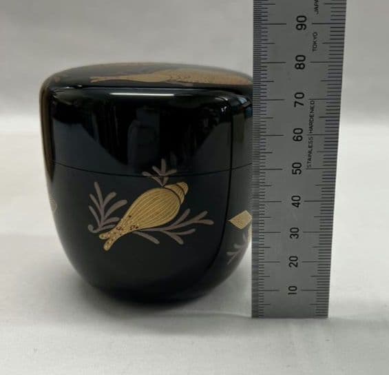 海松貝蒔絵 棗 内銀地 平安 光阿弥 茶道具