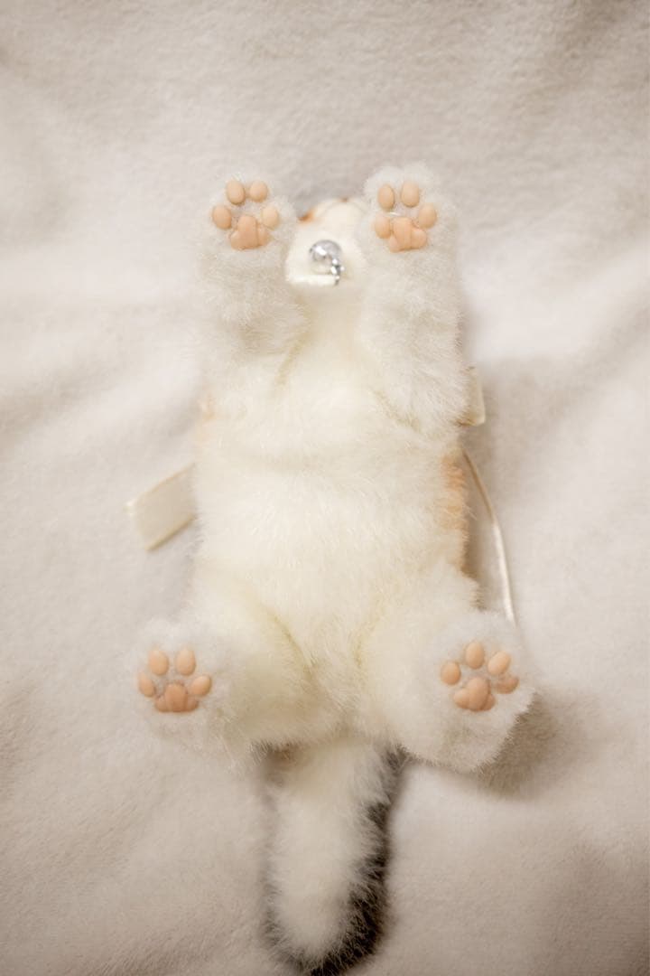 海外作家 猫 三毛猫 子猫ぬいぐるみ アートドール リアル 羊毛フェルト (左)