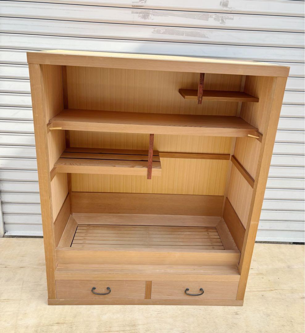美品 茶道具 水屋道具 国産杉 網代扉 置水屋 道具棚 茶器収納 水屋箪笥茶棚