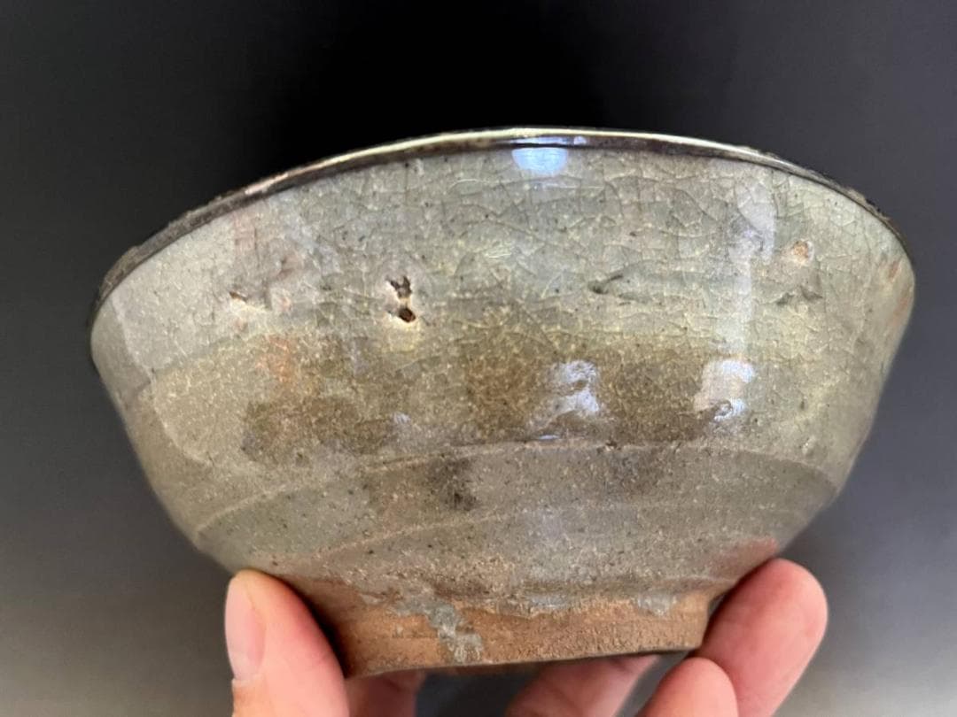 茶碗■三島茶碗 時代物 夏茶碗 仕覆付き(江戸期) 骨董品 お茶の先生所蔵品■