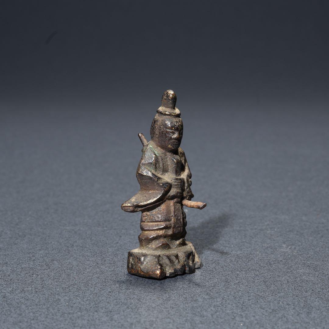 天神立像　菅原道真　天神様　銅製　骨董　仏像　R1682