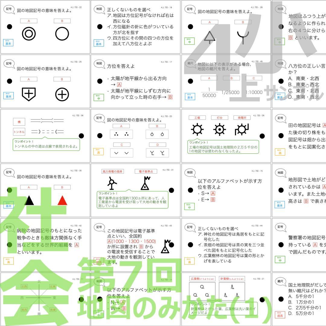 中学受験 暗記カード【4年上 社会・理科 1-9回】組分けテスト対策 予シリ