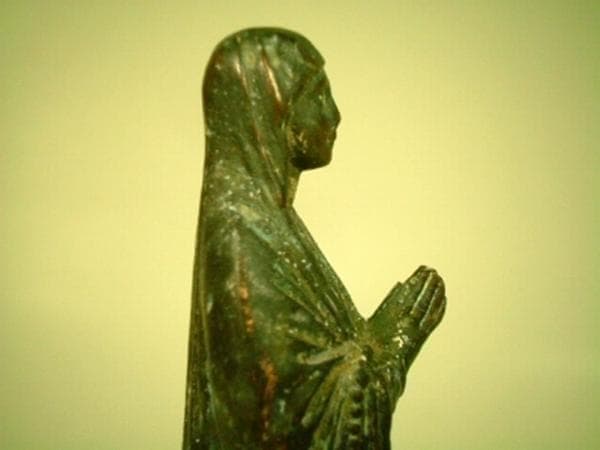 フランス アンティーク ルルドの聖母像 台座教会彫刻 18cm 19世紀頃
