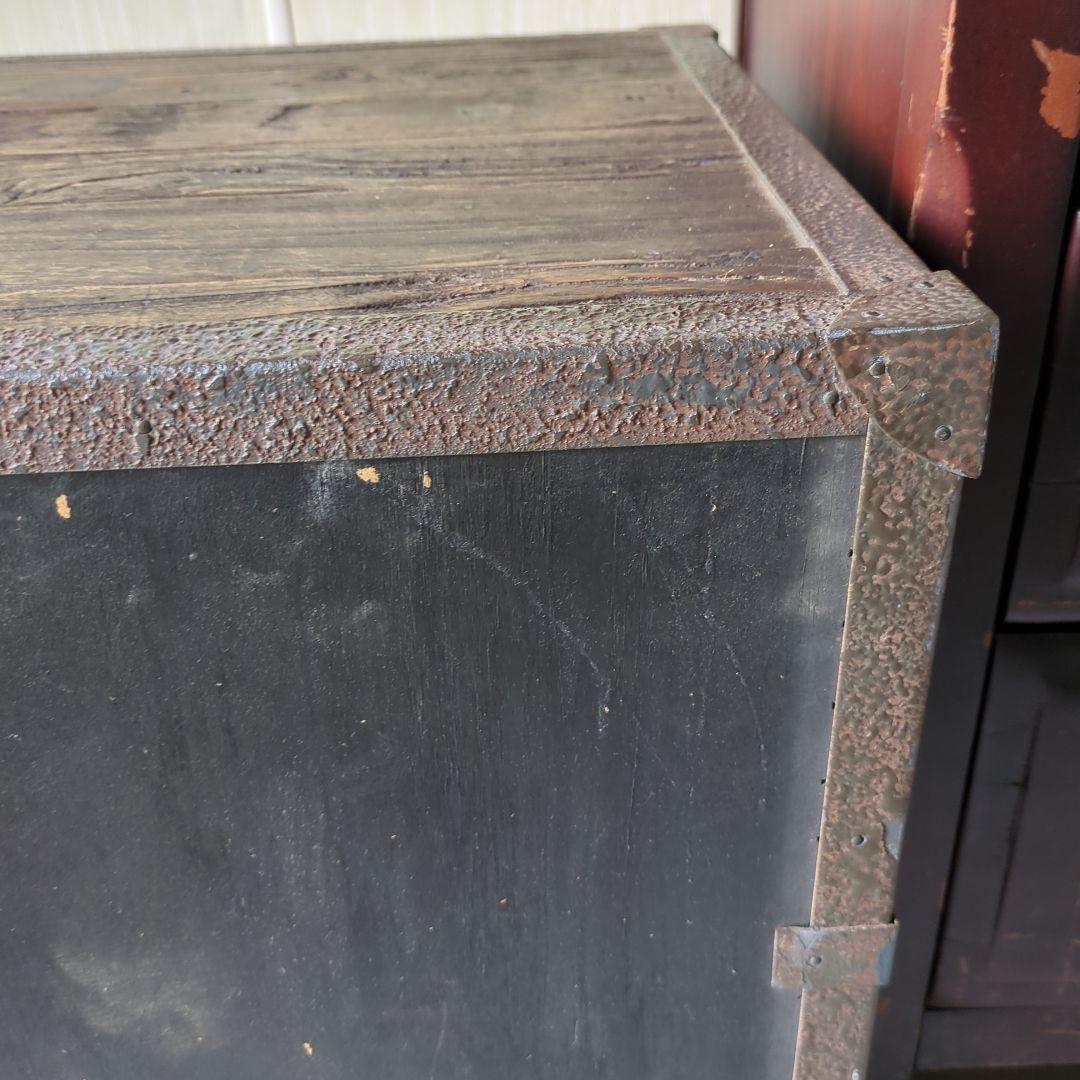 インダストリアル古材木製アイアン3段引き出しチェスト