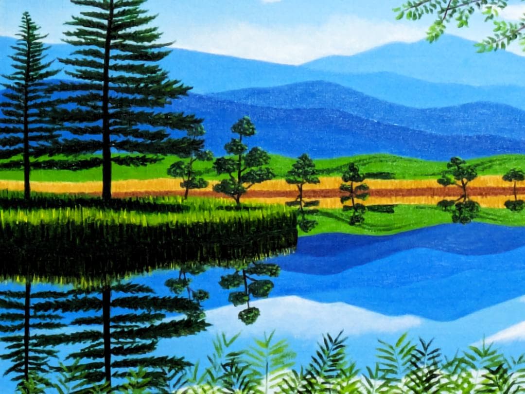 ★知床の湖・肉筆油彩画・F6キャンバス