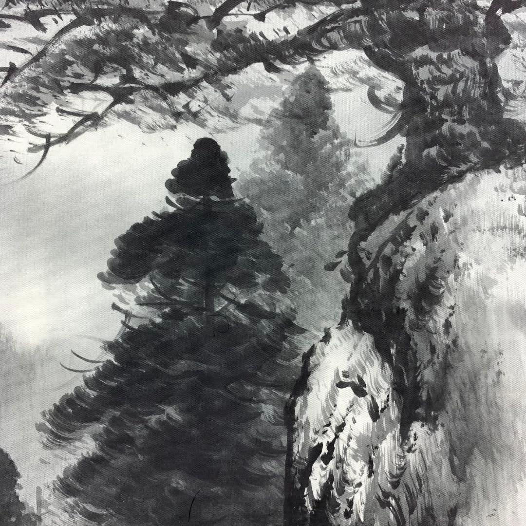 掛軸 渡辺國夫 富士山水 共箱 水墨画 松 1-28