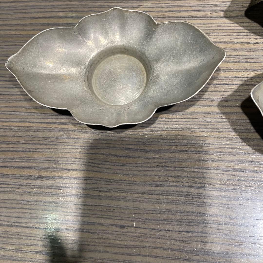 ［お値下げ］中国　古錫　張廣徳製　茶托　5客