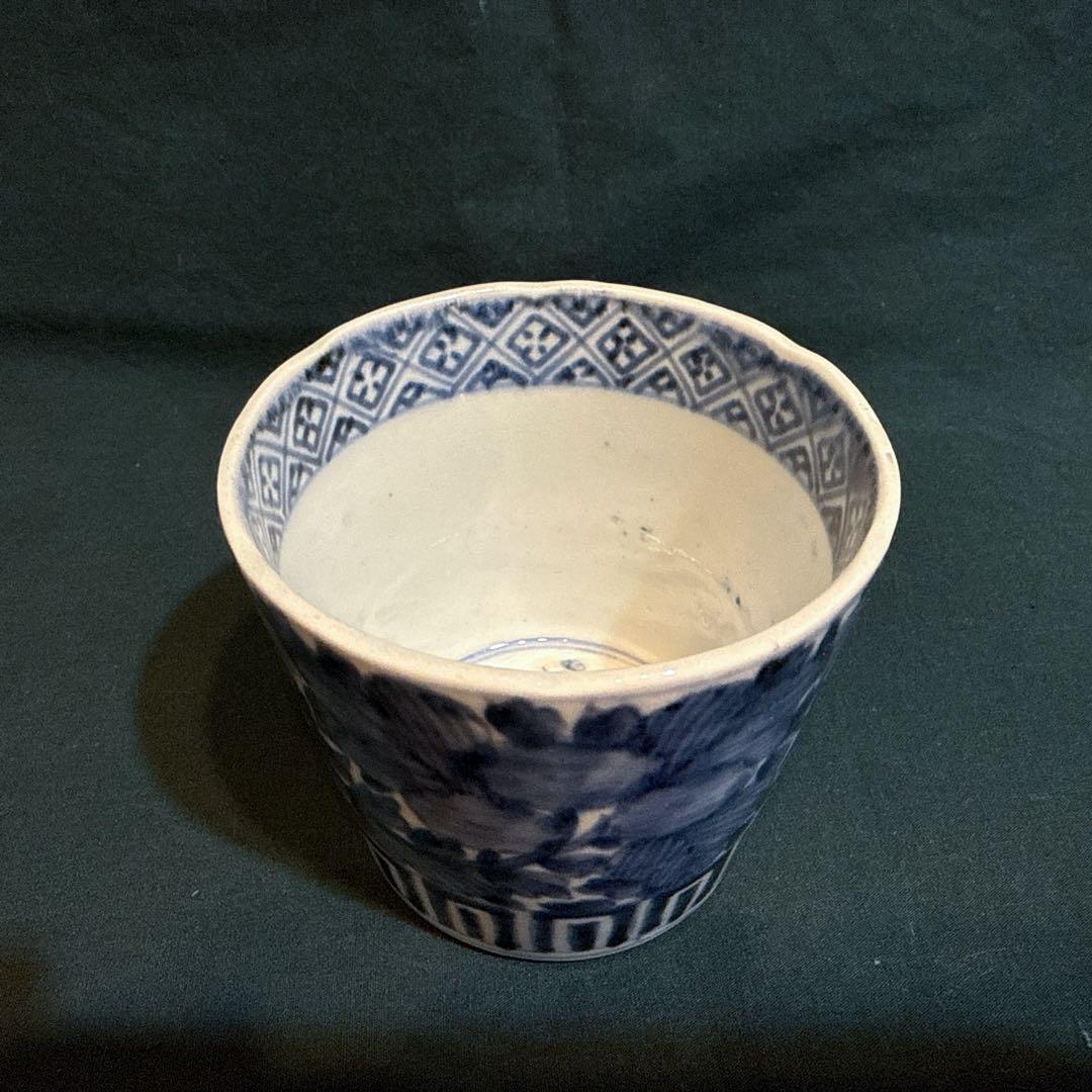 古伊万里　蕎麦猪口　江戸後期　花草唐草文