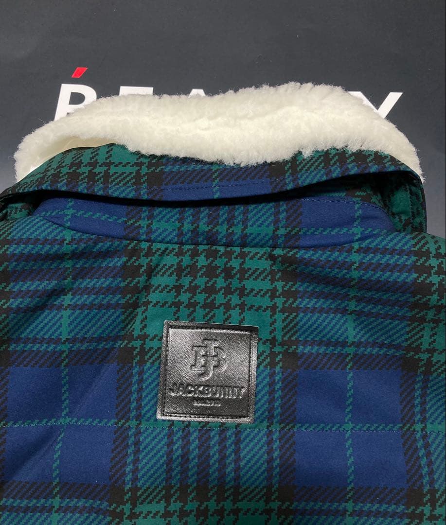 新品 ジャックバニー 2WAYストレッチタフタ ボア襟ブルゾン(5)サイズL/緑