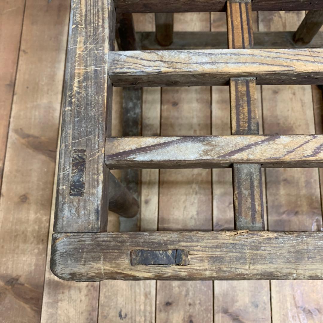 A-1 【古道具】ヴィンテージ 木製 櫓コタツ 格子台 花台 天然木 昭和レトロ