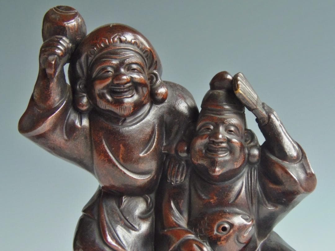 【つ】　古備前 七福神 大黒天 蛭子天 陶正園 木村正二 縁起物 備前焼