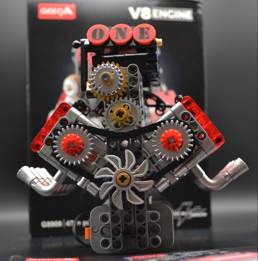 V8エンジン ブロック模型 組み立て済み 可動モデル｜箱・説明書付き