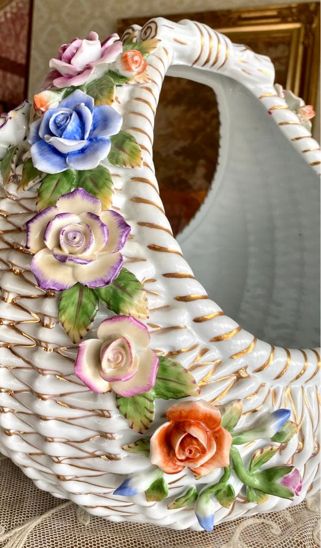 特大大　陶器の花籠　ロイヤルアーデンW約32 d30 h33