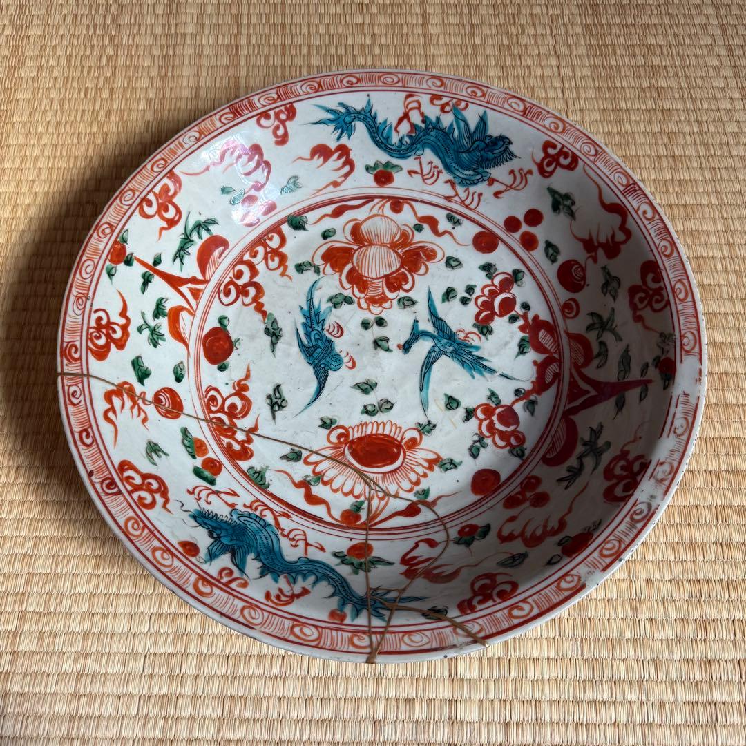 呉須赤絵 南京赤絵 大皿 大盤 明代 古染付 天啓赤江 古伊万里 古美術 骨董