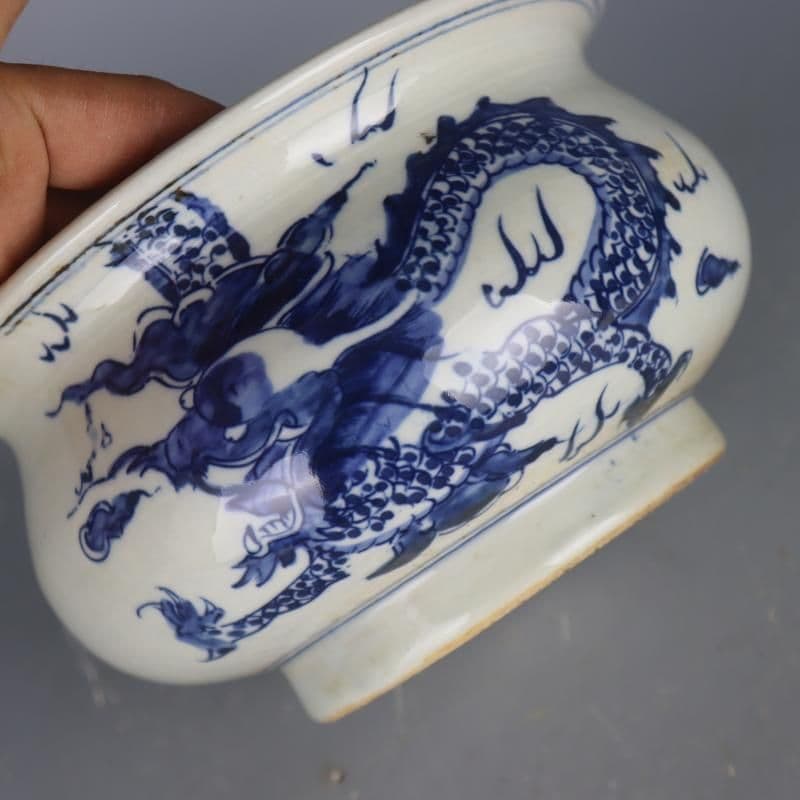 清康煕青花竜紋香炉 茶道具 香道具 装飾品 現代工芸品 置物