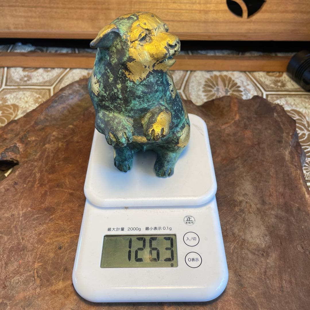 五世 秦藏六造， 塗金子犬置物，金工，藏六造
