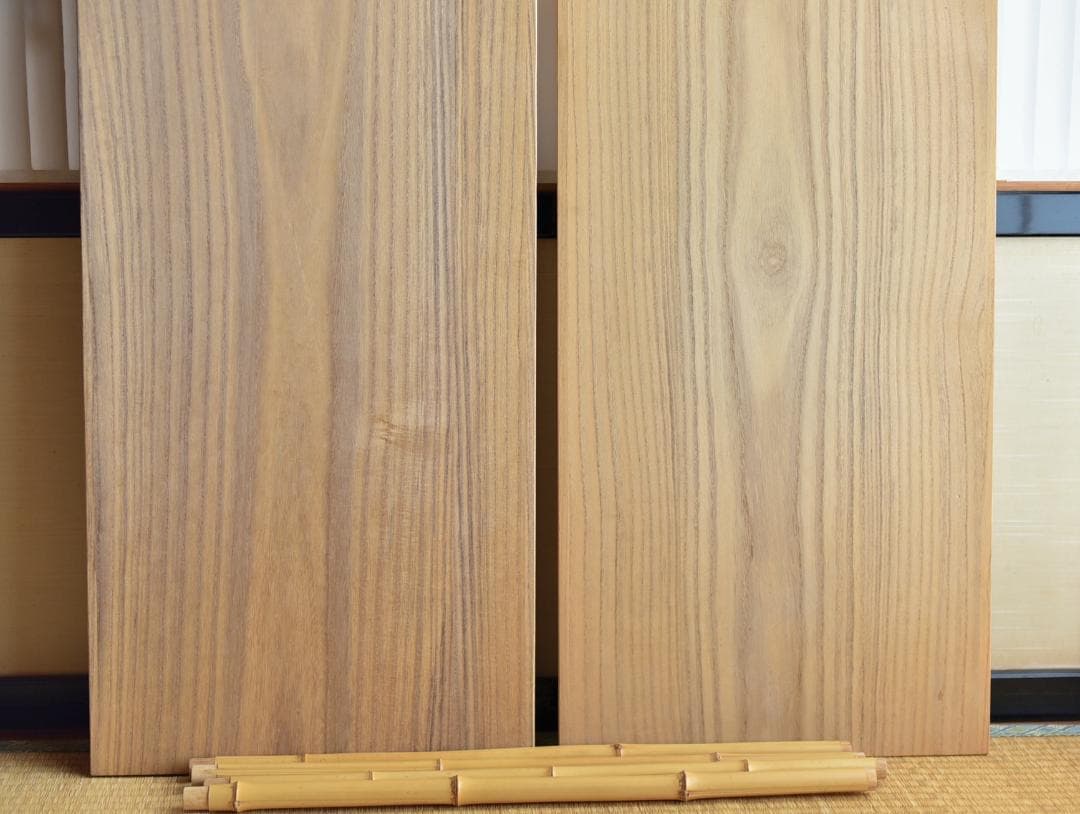 竹台子　桐地　組立式【極上品】飾り棚　お茶道具／共箱