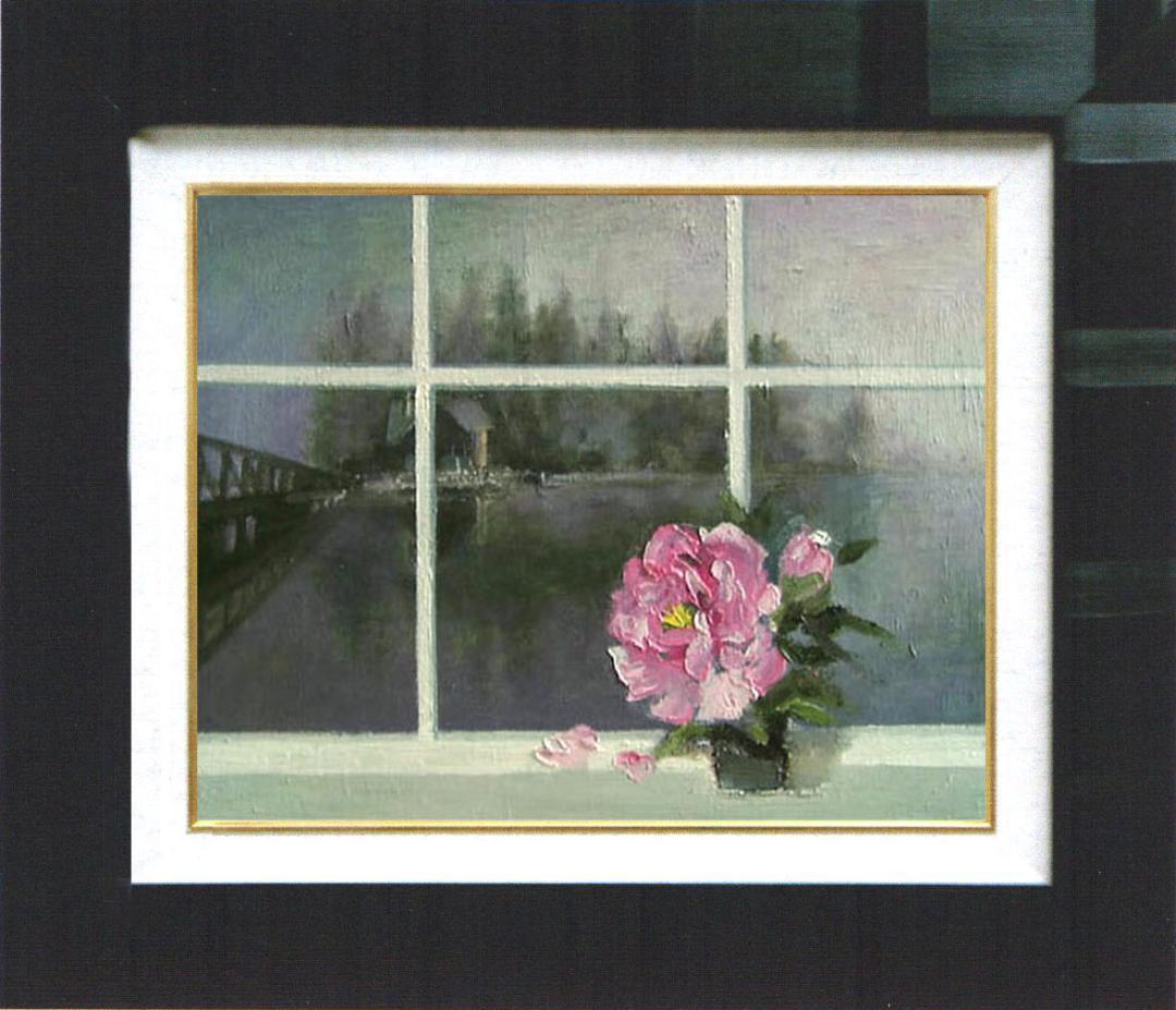 油絵 菅家令子 絵 絵画 インテリア 額付(銀) 油絵 F4-070802 花