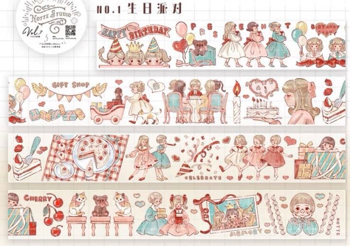 ×海外マスキングテープ 巻売り 4本セット 人物マスキングテープ