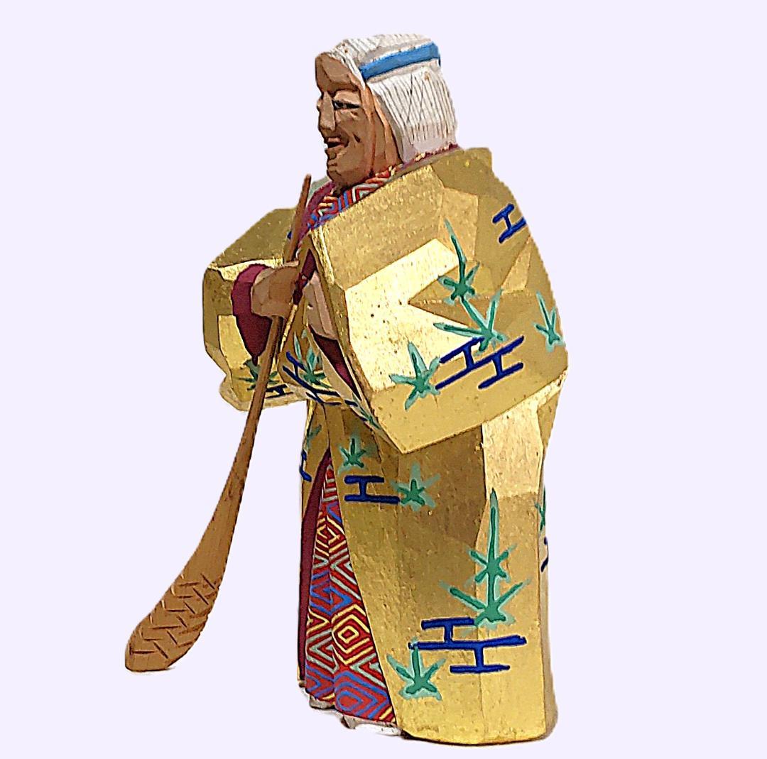 一刀彫 高砂 奈良一刀彫 奈良人形 木嶋良宗 工芸品 置物 共箱