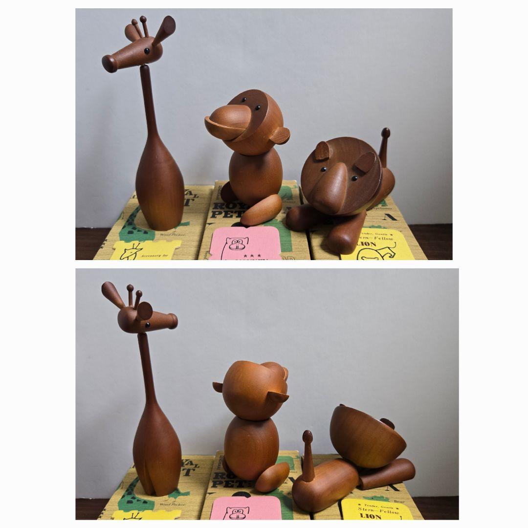 千趣会 ロイヤルペット 14体 箱&カード ヴィンテージ 木製 動物 オブジェ