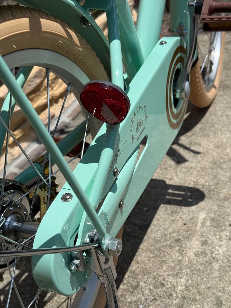 ミントグリーン 自転車 前カゴ付き　18インチ　補助輪付　子供自転車