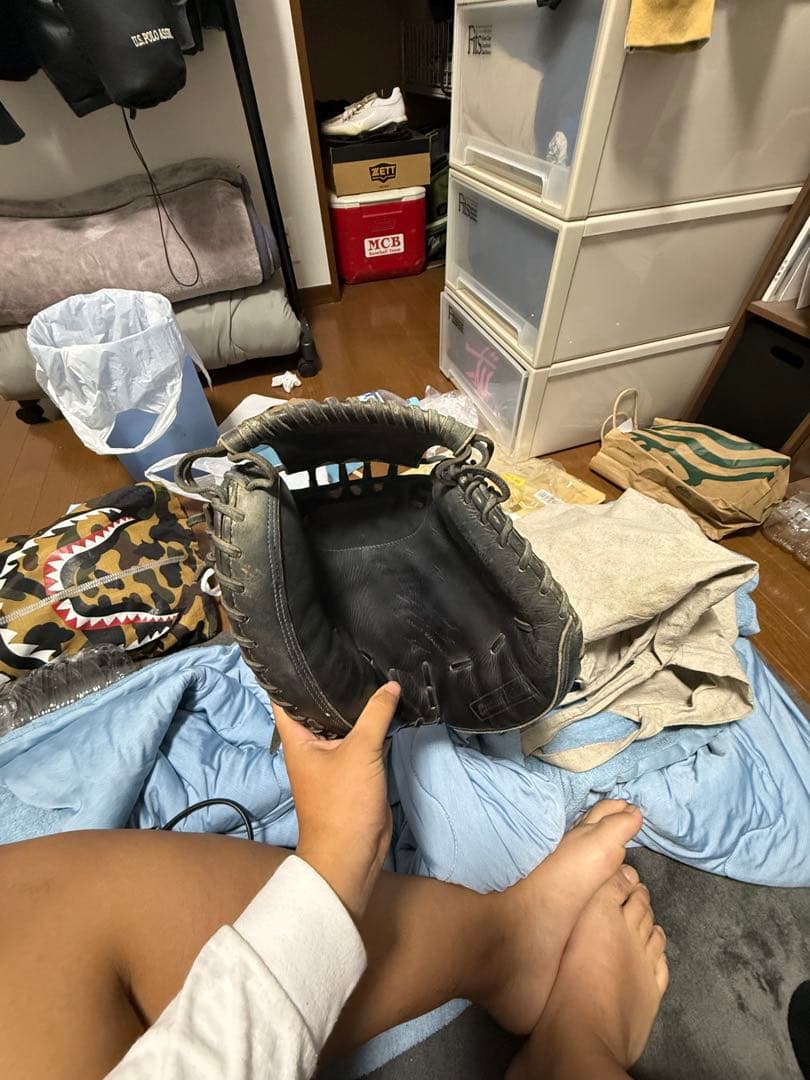 ミズノプロ硬式用キャッチャーミット黒 使用感あり