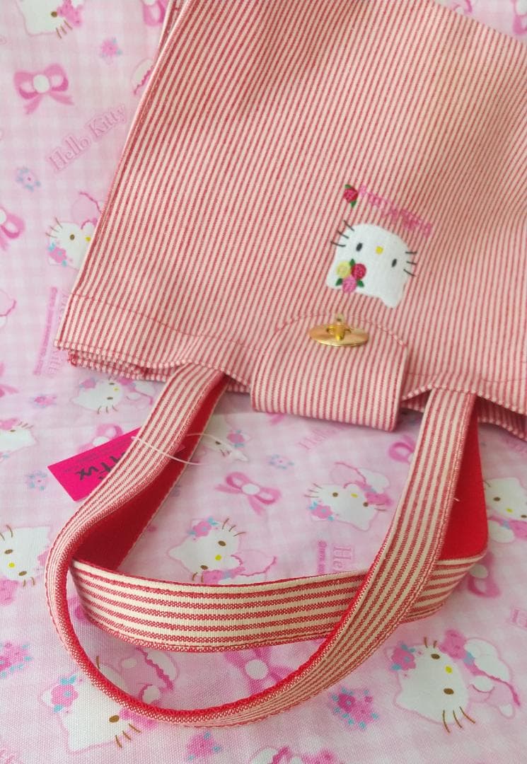 キティ　vivitix　バッグ　財布　がま口　デニム　ローズ　刺繍　レトロ