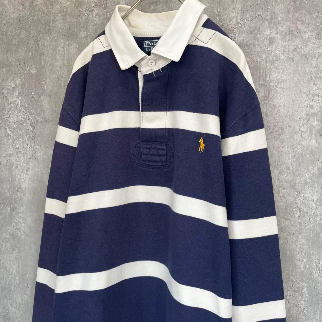 【人気カラー】ポロ ラルフローレン ボーダー 長袖 ラガーシャツ 古着 常田大希