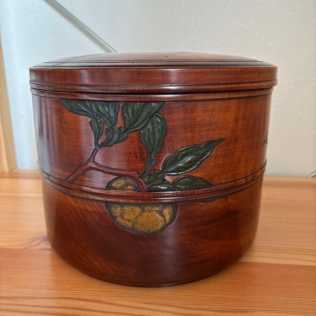 烏城彫　二段丸重　重箱　木の器　伝統工芸