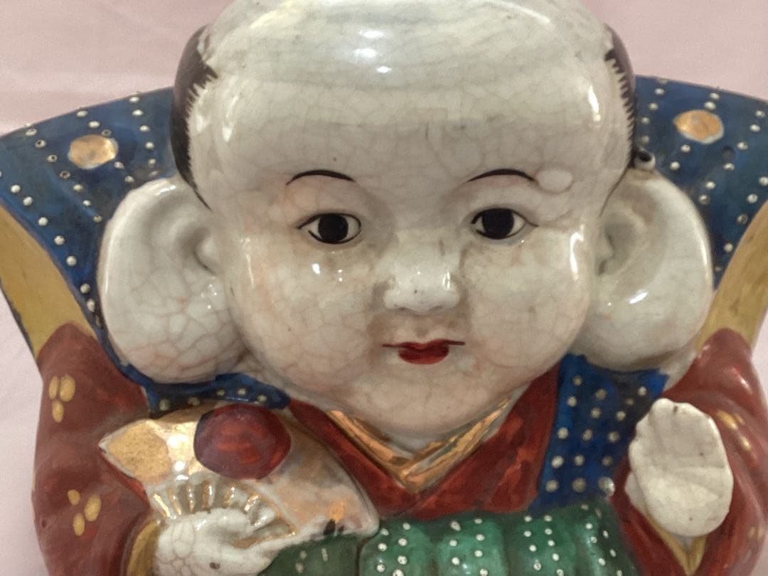 福助人形　磁器製　大正〜昭和初期頃　縁起物　金運招福　骨董　アンティーク