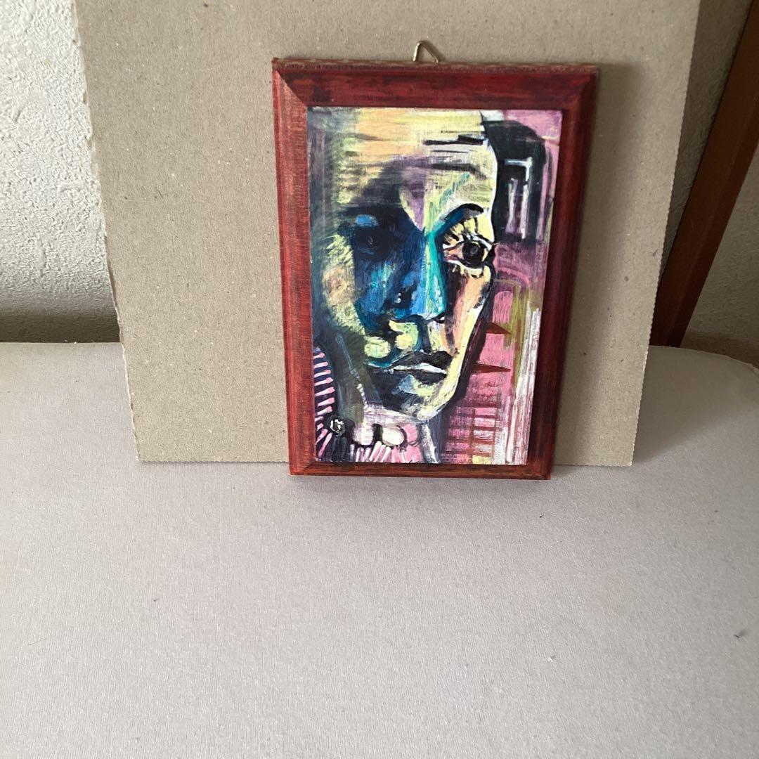 林　耕平　　コウヘイ画伯　　　自画像　　油彩画　　木製ボード