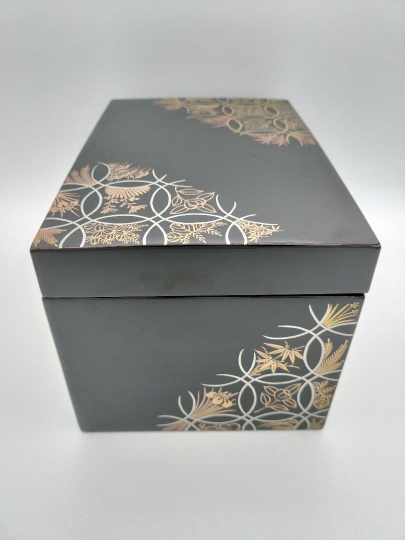 b74 茶箱 七宝四季草花 加賀蒔絵 西村松逸 茶箱 茶道具 古物