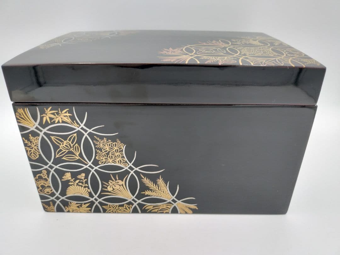 b74 茶箱 七宝四季草花 加賀蒔絵 西村松逸 茶箱 茶道具 古物