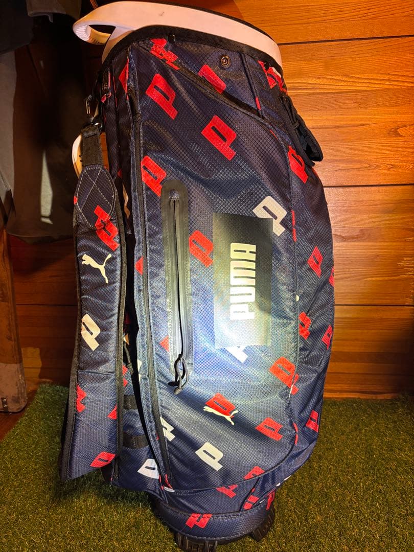 新品フードあり⭐︎PUMA ⭐︎キャディバッグ ネイビー/レッド