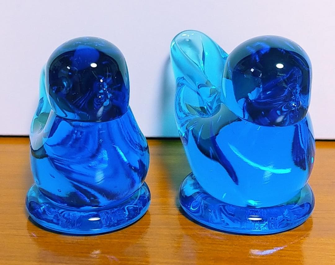 ガラスの青い鳥　２羽のペア　bluebird of hapiness