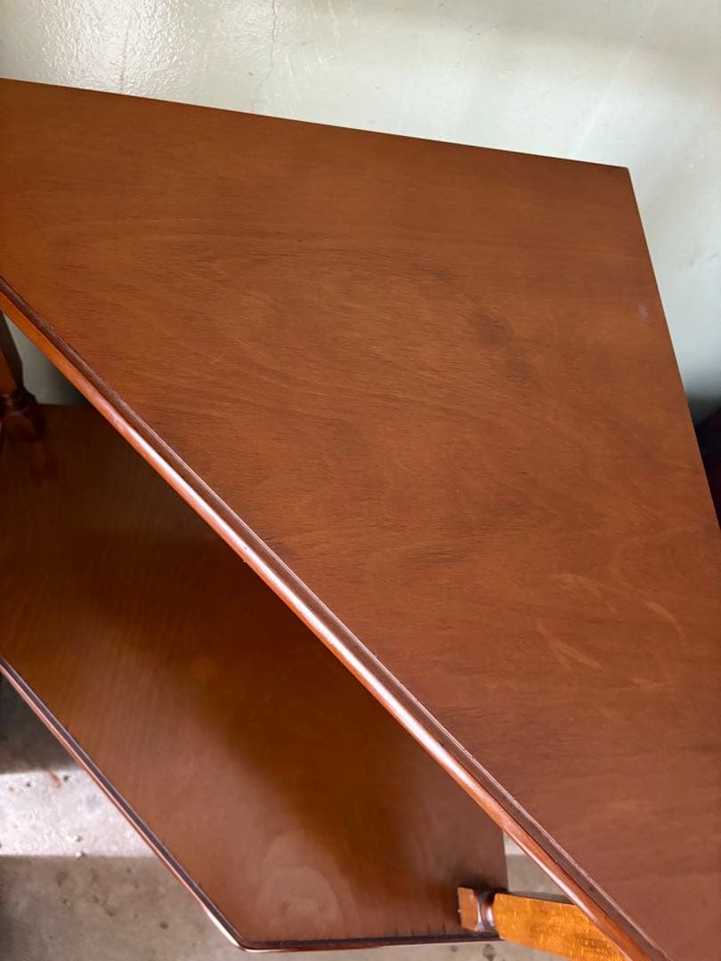 木製コーナーテーブル ブラウン 扉付き