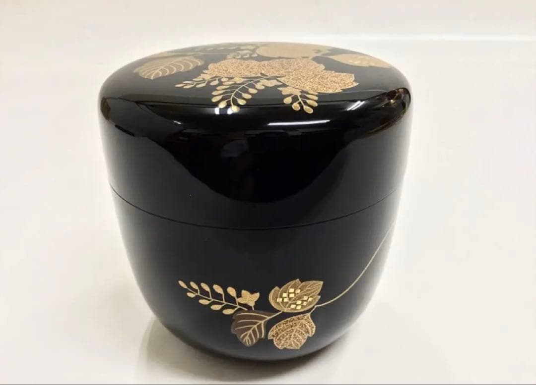 茶道具 古物品 大棗 桐の絵 内梨地 鉄五郎 木箱入