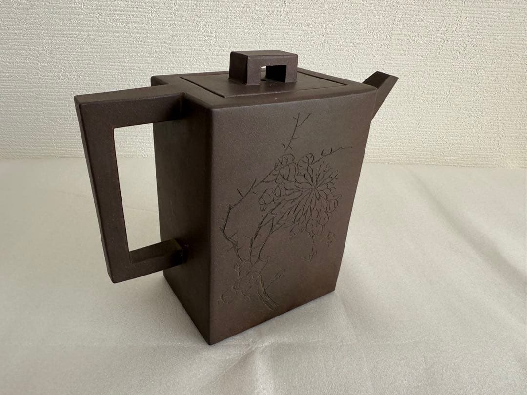 鉄画軒刻 胡耀庭製 紫砂 朱泥 急須