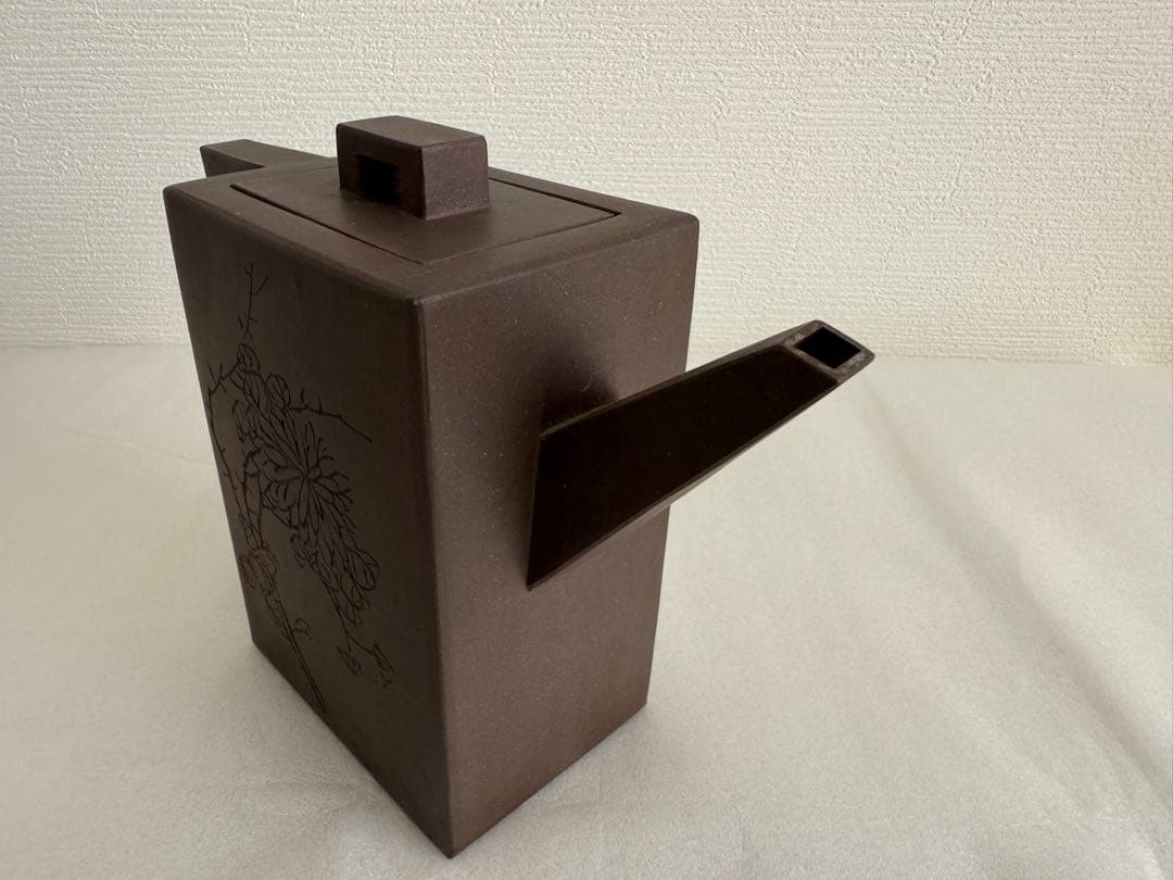 鉄画軒刻 胡耀庭製 紫砂 朱泥 急須