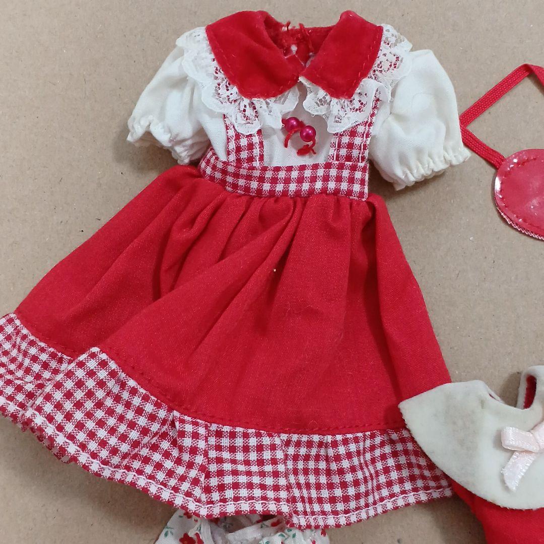 【専用】リカちゃん  赤いコーデ  昭和レトロ  ワンピース  靴とバッグ付き