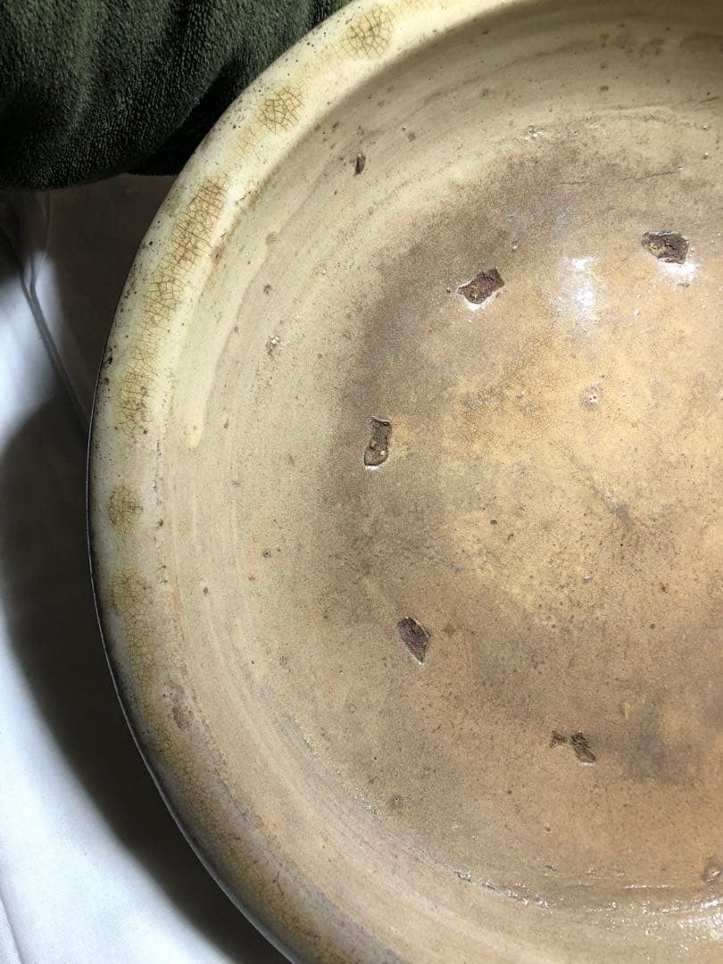 古瀬戸 大皿。石皿。骨董品。古美術。希少品。舊家藏出。江戸時代。