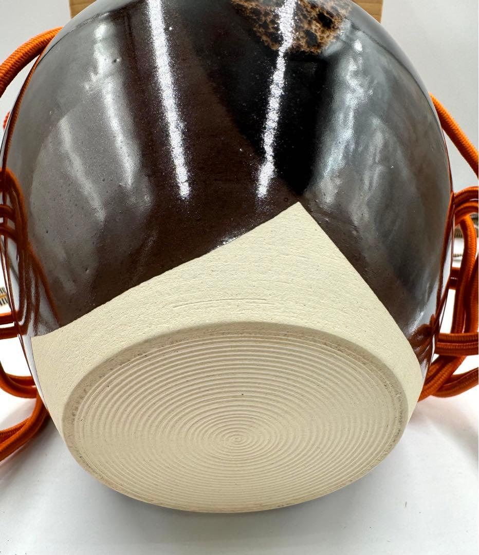 135 天目釉　飾壺　平安草山　未使用品　共箱